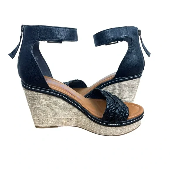 Zodiac Women's Sabeen Wedge Espadrille Sandal Woven Black Ankle Strap Size 8 - Picture 3 of 8